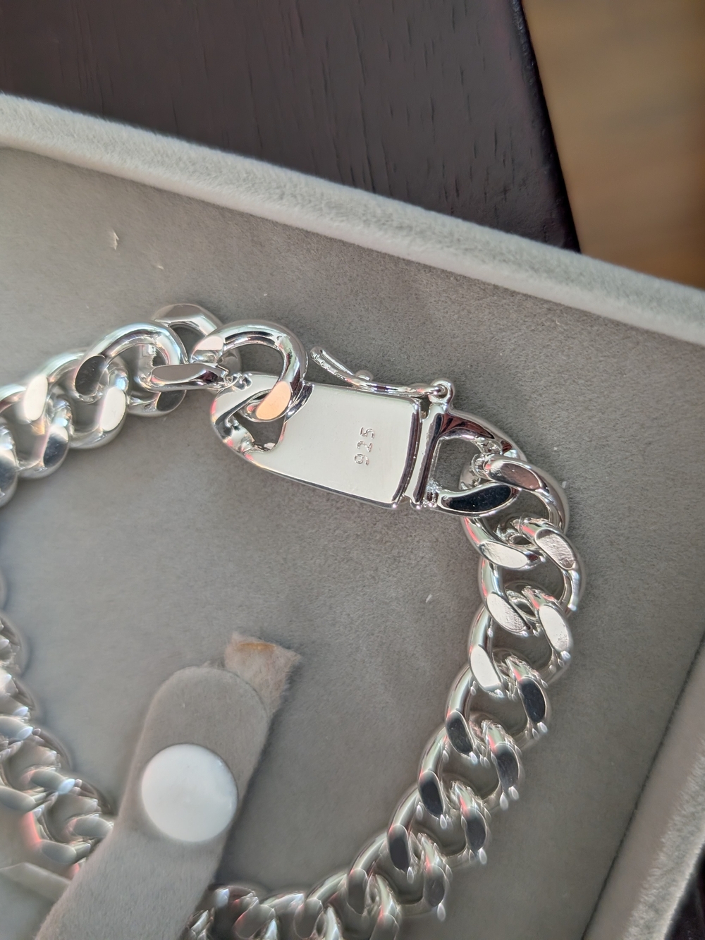 Men's Silver Curb Chain S925  Bracelet - - Picture 2 of 3